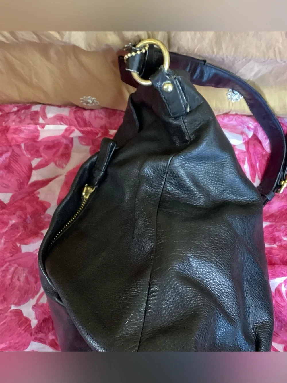 Coach Madison Isabelle Hobo Shoulder Leather Bag with Gold Accent